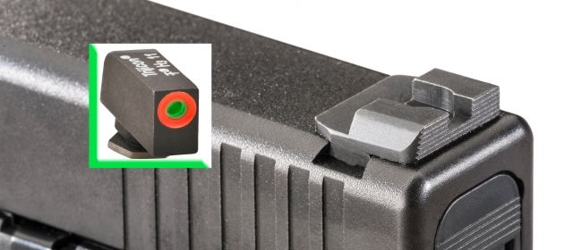 Ameriglo Night Sight Set Spec. Combo Hack - Green/Orange Front Serr. Black Rear - For Glocks 20/21
