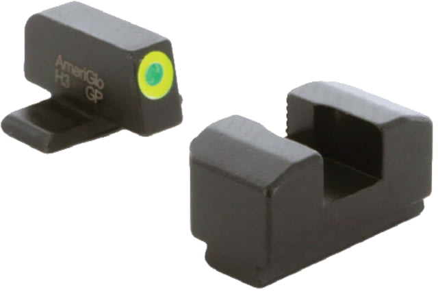 AmeriGlo Protector Sight Set for Springfield Hellcat OSP w/Green Tritium LumiGreen Outline Front/ Black Serrated Rear, SA-534 by USA AmeriGlo Pistol Sights
