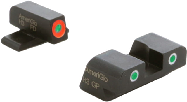AmeriGlo Spartan 3 Dot Night Sight Set for SIG/XD w/Green Tritium Orange Outline Front/ Green Tritium White Outline Rear, SG-745 by USA AmeriGlo Pistol Tritium & Fiber Optic Night Sights