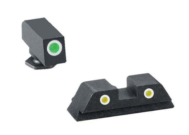 EDEMO AmeriGlo Pistol Tritium Night Sights Glock 17 19 22 23 24 26 27 33 34 35 37 38 39 Classic Green Front Yellow Rear GL-115 EDEMO2 - Ameriglo