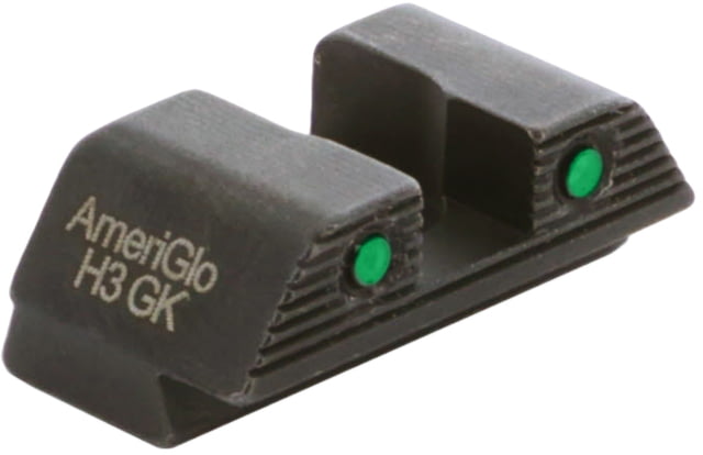 AmeriGlo Tritium Rear Sights for Glock 42/43/43X/48 w/Green Tritium 2 Dot Black Outlines .256in H .165 Sq Notch, Trooper MOS fit, GL-895R by USA AmeriGlo Pistol Sights