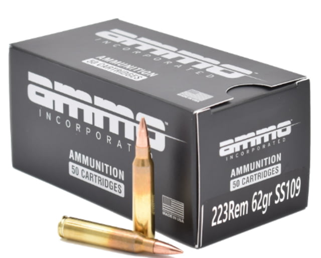 Ammo Inc. Shield 223 REM 62 Grain SS109 Steel Core Brass Cased Rifle Ammo 50 Round - Ammo, Inc.