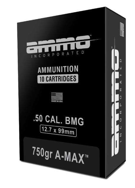 Ammo Inc. Signature 50 BMG 750 Grain A-MAX Brass Case Rifle Ammo 10 Rounds - Ammo, Inc.