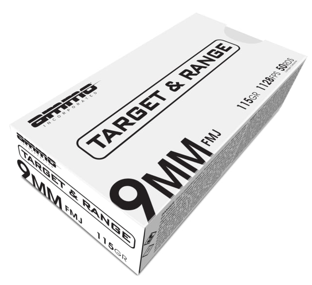 o Inc. 9mm Luger 115 Grain Full Metal Jacket Brass Cased Centerfire Pistol 50 Rounds Ammo