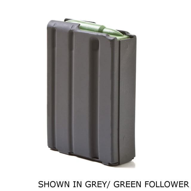 Ammunition Storage Components AR-15 .223 Aluminum 5-Round Magazine Grey Teflon/Green Follower - Ammunition Storage Components