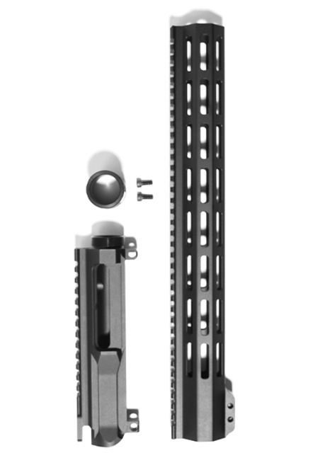 Ammunition Storage Components AR-15 Billet Slick Side Upper Receiver 15in Free Float MLOK Handguard Combo Black - Ammunition Storage Components