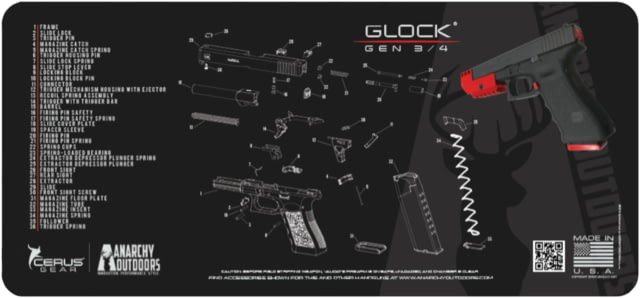 Anarchy Outdoors Glock Gun Cleaning Mat Gen 3-4 Black 12'' x 27'' x 1/8'' - Anarchy Outdoors