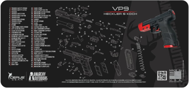 Anarchy Outdoors HK VP9 Gun Cleaning Mat Black 12" x 27" x 1/8" - Anarchy Outdoors