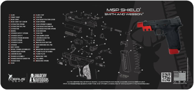 Anarchy Outdoors Smith & Wesson M&P Shield Cleaning Mat Black 12" x 27" x 1/8" - Anarchy Outdoors