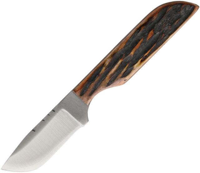 Anza 5.625 Inch Fixed Blade Knife Amber Bone Brown Leather Belt Sheath 8-1 AJB - Anza