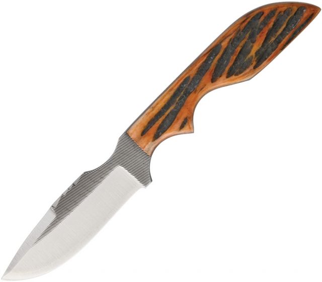 Anza 6.5 Inch Fixed Blade Knife Amber Jigged Bone Brown Leather Belt Sheath 2.75 Inch Blade M SWAT AJB - Anza