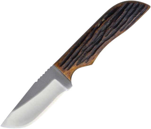 Anza 7.75in Knife 7.5in Overall 3.13in Blade Amber Bone Handle Leather Sheath JWK-4 AJB - Anza