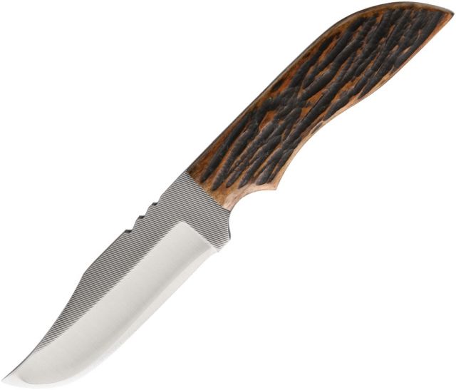 Anza 8.125 Inch Fixed Blade Knife Amber Bone Brown Leather Belt Sheath JWK-2 AJB - Anza