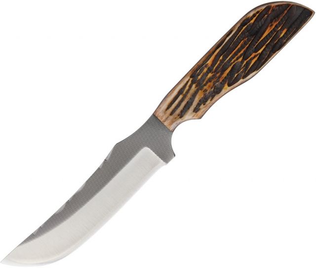 Anza 8.875 Inch Fixed Blade Knife Amber Bone Leather Belt Sheath 709 AJB - Anza