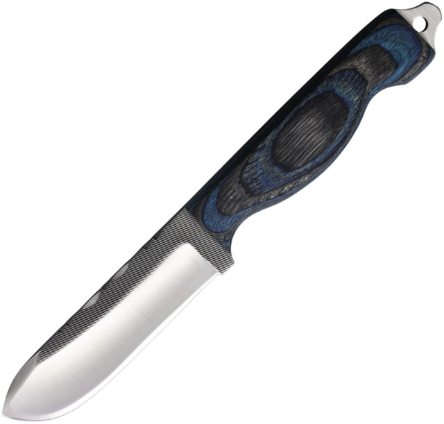 Anza Boddington Blue Fixed Blade Knife 9in Overall 4.25in Stainless Steel Blade Black/Blue Wood Handle Black Leather Belt Sheath BODD BLU/BK - Anza