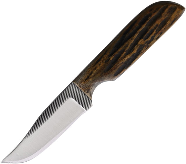 Anza Amber Bone Clip Point Fixed Blade Knife 6.5in Overall 2.63in Stainless Steel Clip Point Blade Amber Bone Handle Brown Leather Belt Sheath WKR2 - Anza