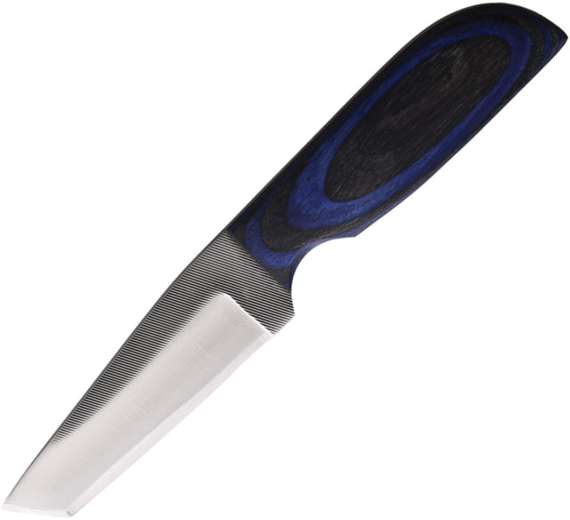 Anza Blue/Black Fixed Blade Knife 7.25in Overall 3.5in Stainless Steel Tanto Blade Black/Blue Wood Handle Brown Leather Belt Sheath JWKR1 BLU/BK - Anza