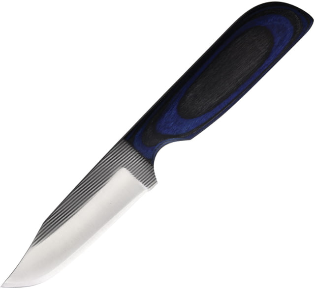 Anza Blue/Black Fixed Blade Knife 8in Overall 3.75in Stainless Steel Blade Black/Blue Wood Handle Brown Leather Belt Sheath JWKR2 BLU/BK - Anza