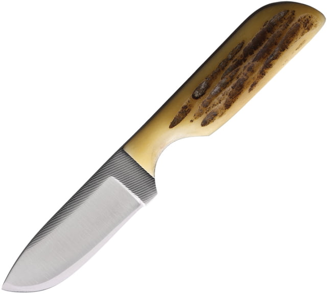 Anza LJ Bone Fixed Blade Knife 5.25in Overall 2.25in Stainless Steel Blade LJ Bone Handle Brown Leather Belt Sheath 8-1 LJBONE - Anza