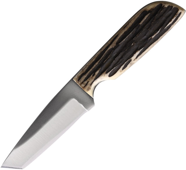 Anza LJ Bone Fixed Blade Knife 7.25in Overall 3.5in Stainless Steel Tanto Blade LJ Bone Handle Brown Leather Belt Sheath JWKR1 LJ BONE - Anza