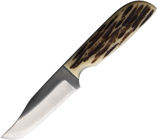 Anza LJ Bone Clip Point Fixed Blade Knife 7.75in Overall 3.75in Stainless Steel Clip Point Blade LJ Bone Handle Brown Leather Belt Sheath JWKR2 LJ - Anza