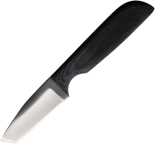 Anza Micarta Tanto Fixed Blade Knife 6.5in Overall 2.63in Stainless Steel Tanto Blade Black Micarta Handle Brown Leather Belt Sheath WKR1 - Anza