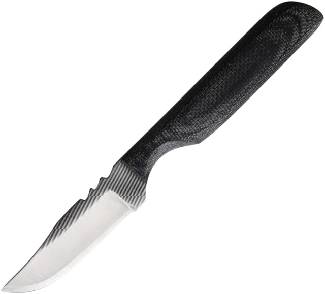 Anza Mini Micarta Fixed Blade Knife 5in Overall 2in Stainless Steel Blade Black Canvas Micarta Handle Brown Leather Belt Sheath MINI - Anza