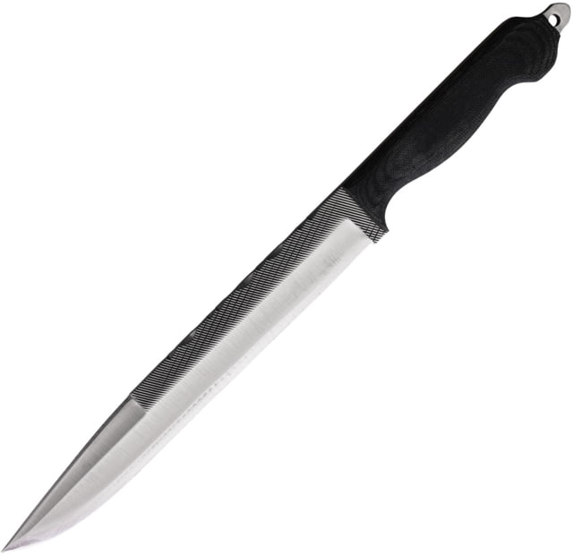 Anza Pig Slayer Micarta Fixed Blade Knife 14.75in Overall 9.25in Stainless Steel Blade Black Micarta Handle Black Leather Belt Sheath PIGSLAYER - Anza
