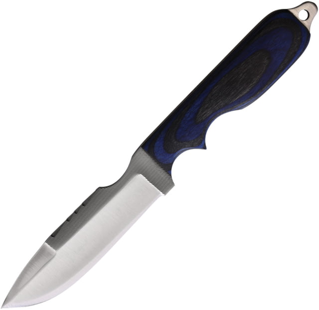Anza SWAT Blue/Black Fixed Blade Knife 9.25in Overall 3.88in Stainless Steel Blade Black/Blue Wood Handle Brown Leather Belt Sheath SWAT BLU/BK - Anza