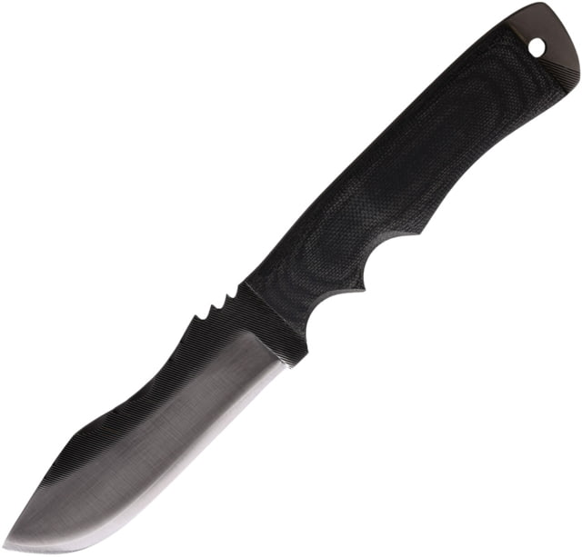 Anza Tracker Micarta Fixed Blade Knife 9.75in Overall 5.5in Stainless Steel Blade Black Canvas Micarta Handle Black Leather Belt Sheath TRACKER - Anza