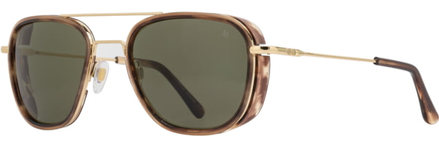 AO Flynn Sunglasses - Men's Gold Teak Calobar Green AOLite Nylon Lenses Gold Teak / Calobar Green Polarized Lens 55-22-145 - Ao