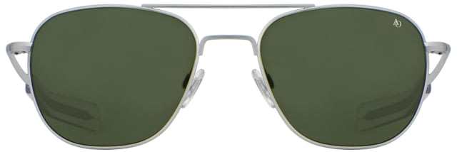 AO Original Pilot Sunglasses Matte Silver Frame 52 mm Calobar Green AOLite Nylon Lenses Bayonet Temple738921550129 - Ao