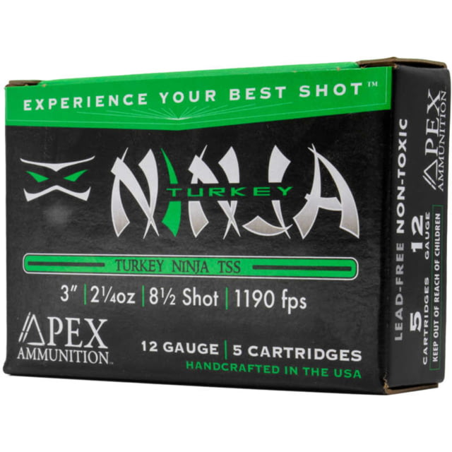 Apex Ammunition Turkey Ninja TSS 12 Gauge 2 1/4 oz 3in 8.5 Shot Shotgun Ammo 5 Rounds