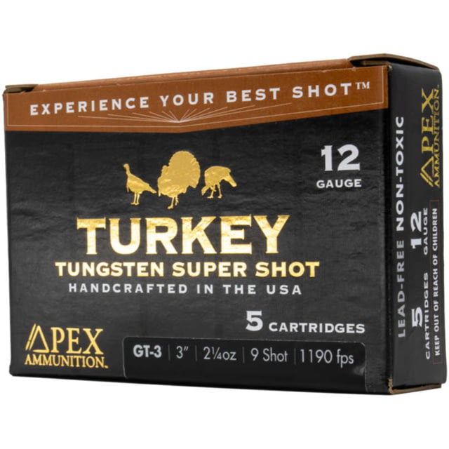 x Ammunition Turkey TSS 12 Gauge 2 1/4 Oz 3in 9 Shot Shotgun 5 Rounds Ammo