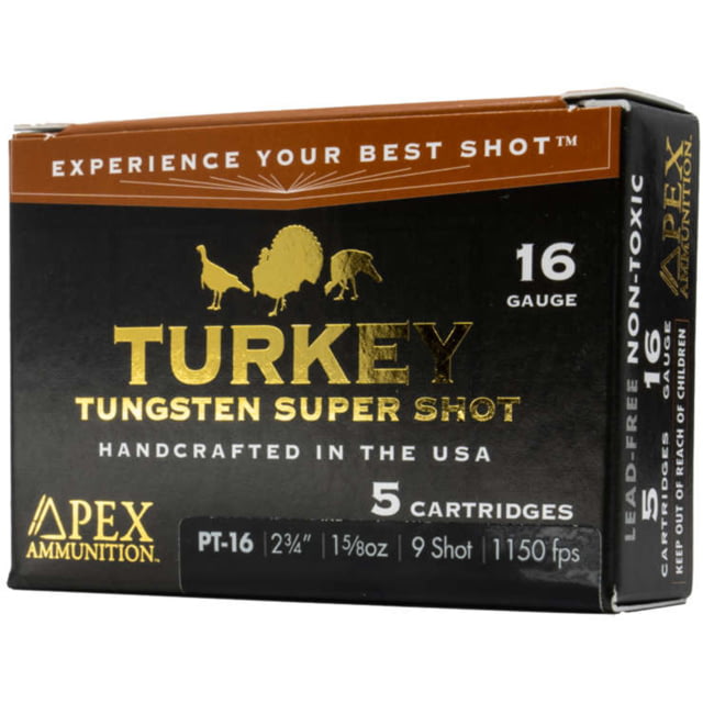 x Ammunition Turkey TSS 16 Gauge 1 5/8 Oz 2 3/4in 9 Shot Shotgun 5 Rounds Ammo