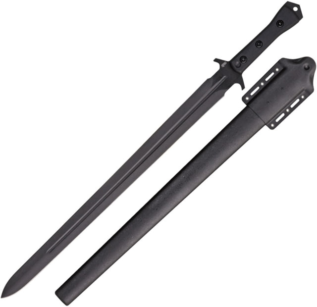 APOC by Dragon King Atrim Broad Sword 29.5in Overall 23in Black Double Edge SS Blade Black G10 Handle SS Guard Glass Breaker Black Nylon Scabbard - Apoc By Dragon King