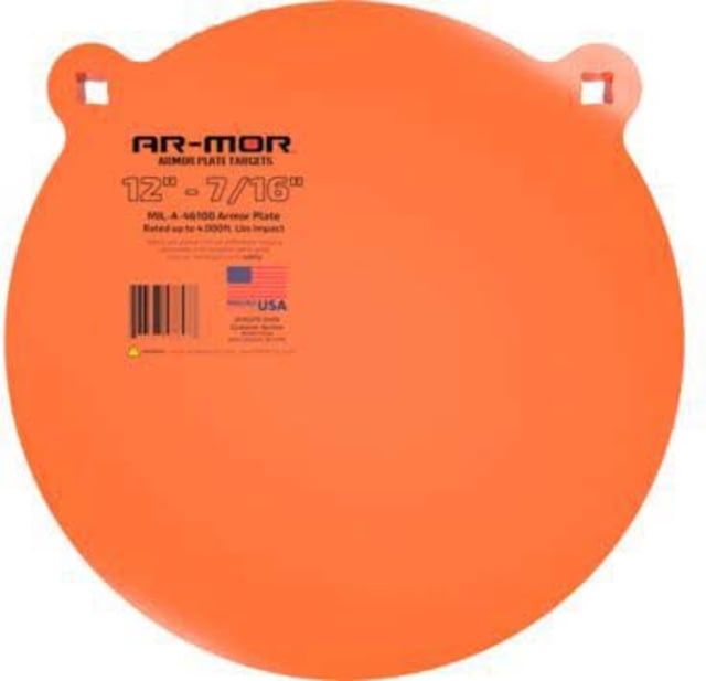 Ar-mor 12in MIL41600 Steel Gong 7/16in Thick Round Target Orange - Ar-Mor
