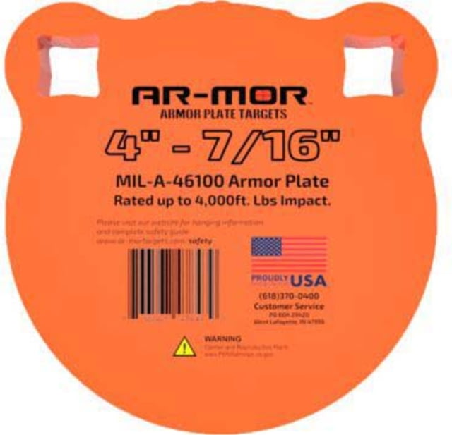 Ar-mor 4in Mil46100 Steel Gong 7/16in Thick Round Target Orange - Ar-Mor