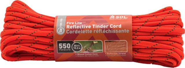 Survive Outdoors Longer Fire Lite Tinder Cord 550 50 ft Orange - Survive Outdoors Longer