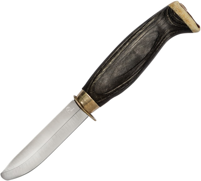 Arctic Legend Black Birch Child's Knife 7.25in Overall 3in Satin Stainless Blunt Tip Blade Black Birch Wood Handle Black Leather Belt Sheath - Arctic Legend