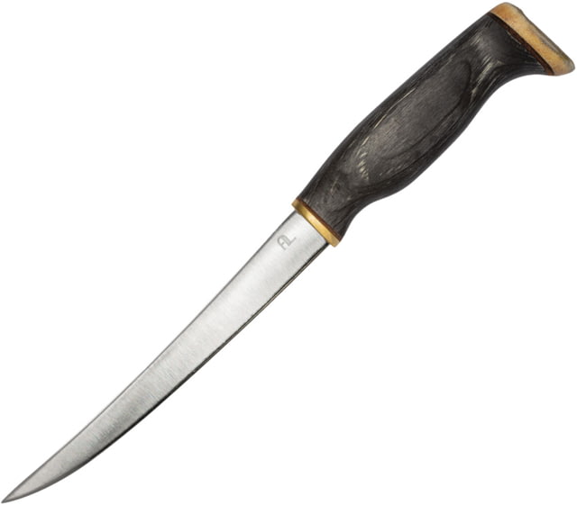 Arctic Legend Black Birch Fillet Knife 10.5in Overall 6.25in Satin Stainless Fillet Blade Black Birch Wood Handle Black Leather Belt Sheath - Arctic Legend