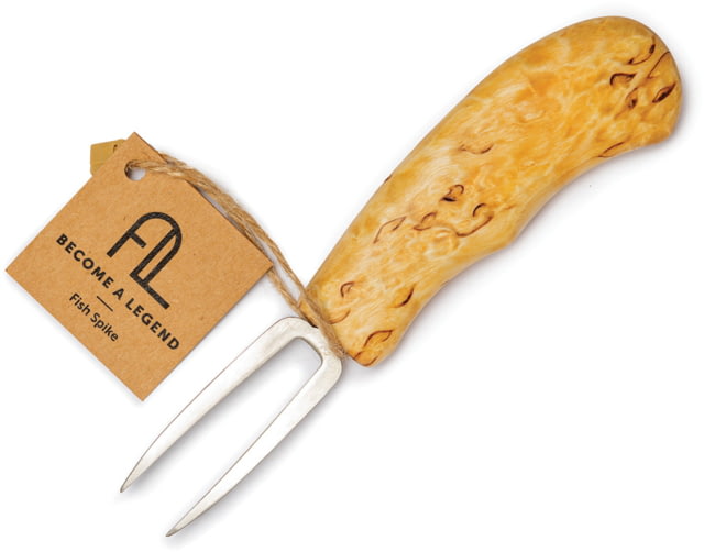 Arctic Legend Curly Birch Fish Spike Knife 6.5in Overall 2.25in Stainless Double Prong Spike Curly Birch Handle - Arctic Legend