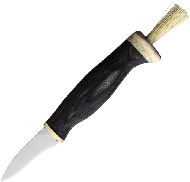 Arctic Legend Black Birch Mushroom Knife 7.5in Overall 2.25in Satin Stainless Steel Blade Black Birch Handle Black Leather Belt Sheath - Arctic Legend