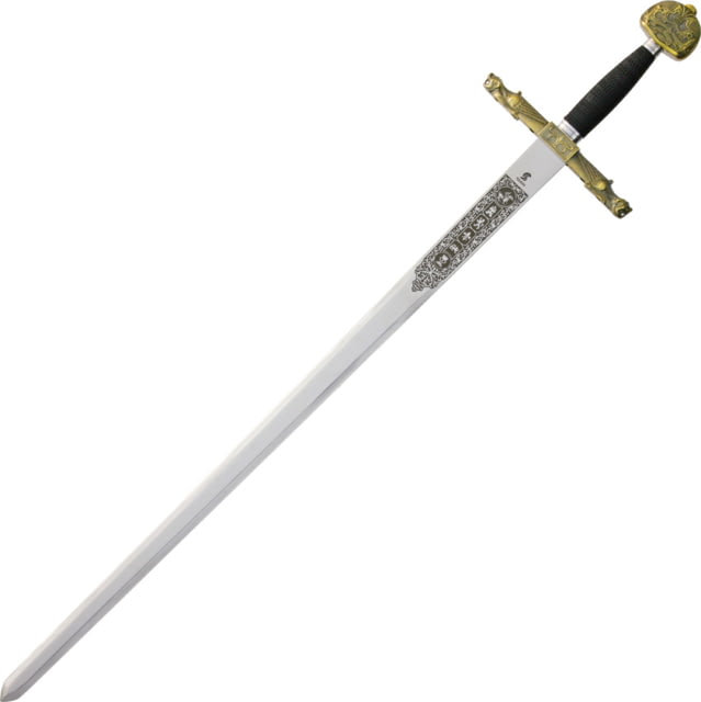 Armaduras Charlemagne Sword 32" unsharpened carbon steel blade Aged brass finish metal alloy handle - Armaduras