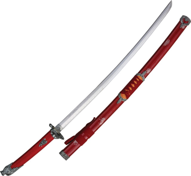 Armaduras Dragon Katana Red Snakeskin 29" stainless blade Red faux snakeskin handle with metal tsuba in shap - Armaduras