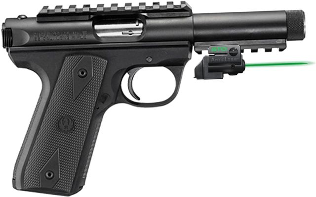 ArmaLaser GTO/FLX Finger Touch Green Laser Sight for Ruger 22/45 Threaded Barrel Black - Armalaser