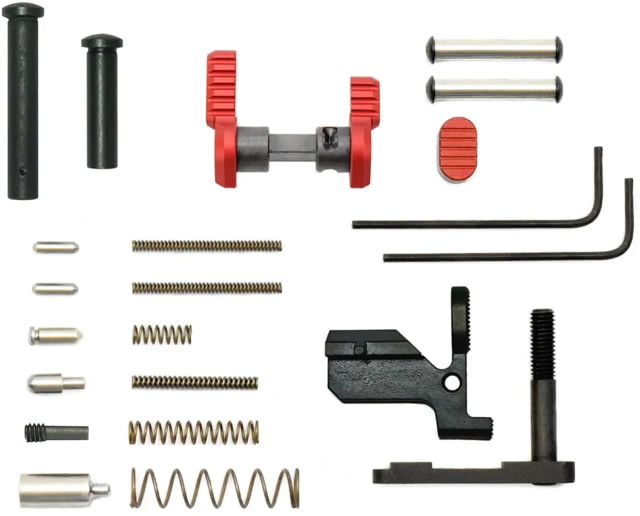 Armaspec AR10 Gun Builders Lower Parts Kit Stainless/Red - Armaspec