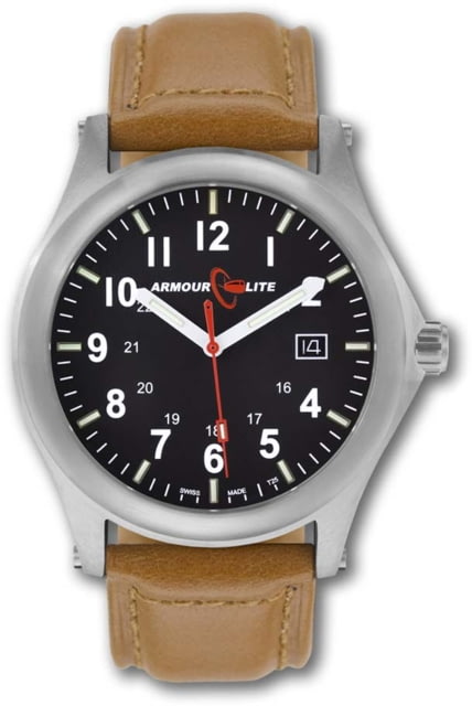 Armourlite Field Series Swiss Made Tritium Illuminated Watch with Shatterproof Armourglass Raw Steel Case Black Dial 42mm