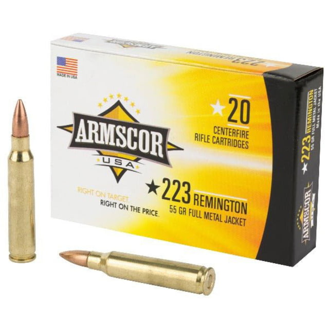 Armscor Precision Inc 223 REM 55 Grain FMJ Brass Cased Rifle Ammo - Armscor Precision Inc