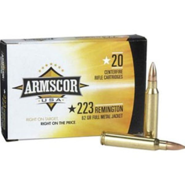 Armscor Precision Inc 223 REM 62 Grain FMJ Brass Cased Rifle Ammo - Armscor Precision Inc